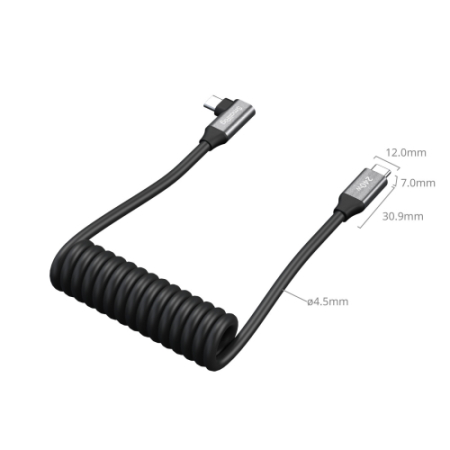 SmallRig 5730 - spiralny kabel USB-C, prosty do kątowy - wymiary
